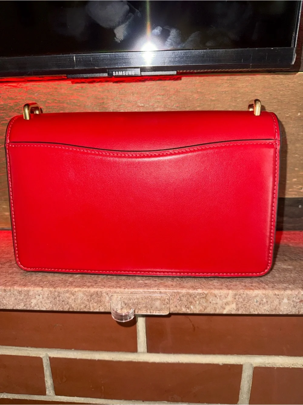 Coach Women's Luxe Refined Calf Leather Bandit Shoulder Bag in Bold Red
